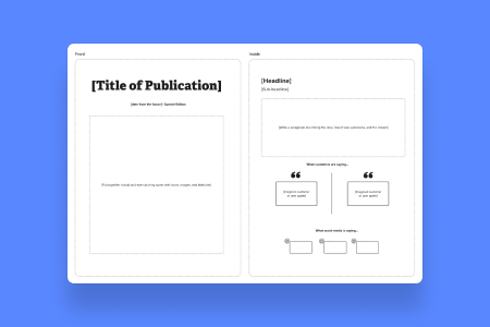 Create a magazine cover story mock-up to visualize a project's success in a creative way. Promote a shared vision, gain support, and inspire your team.