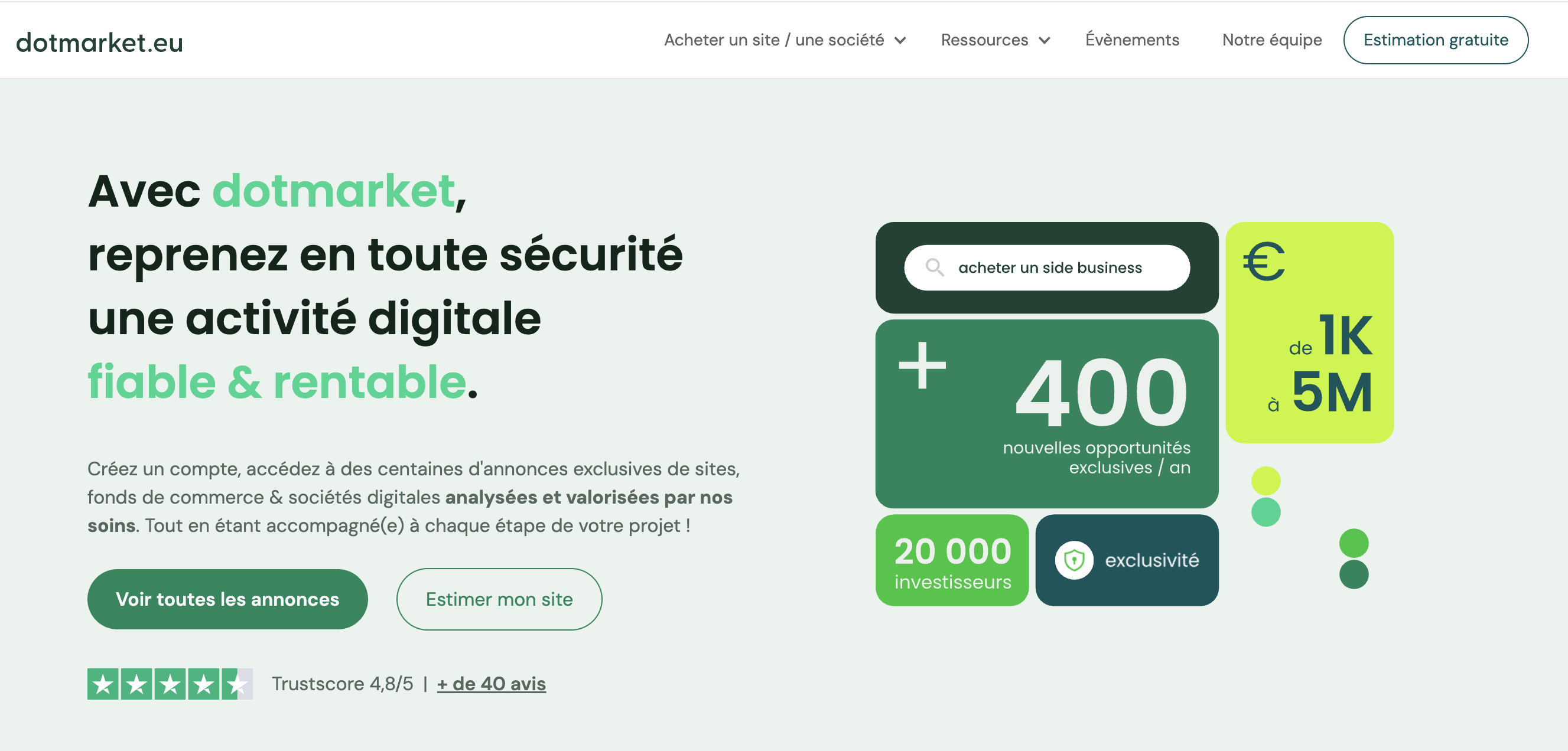 Dotmarket.eu - Achat / vente de business web — official preview image