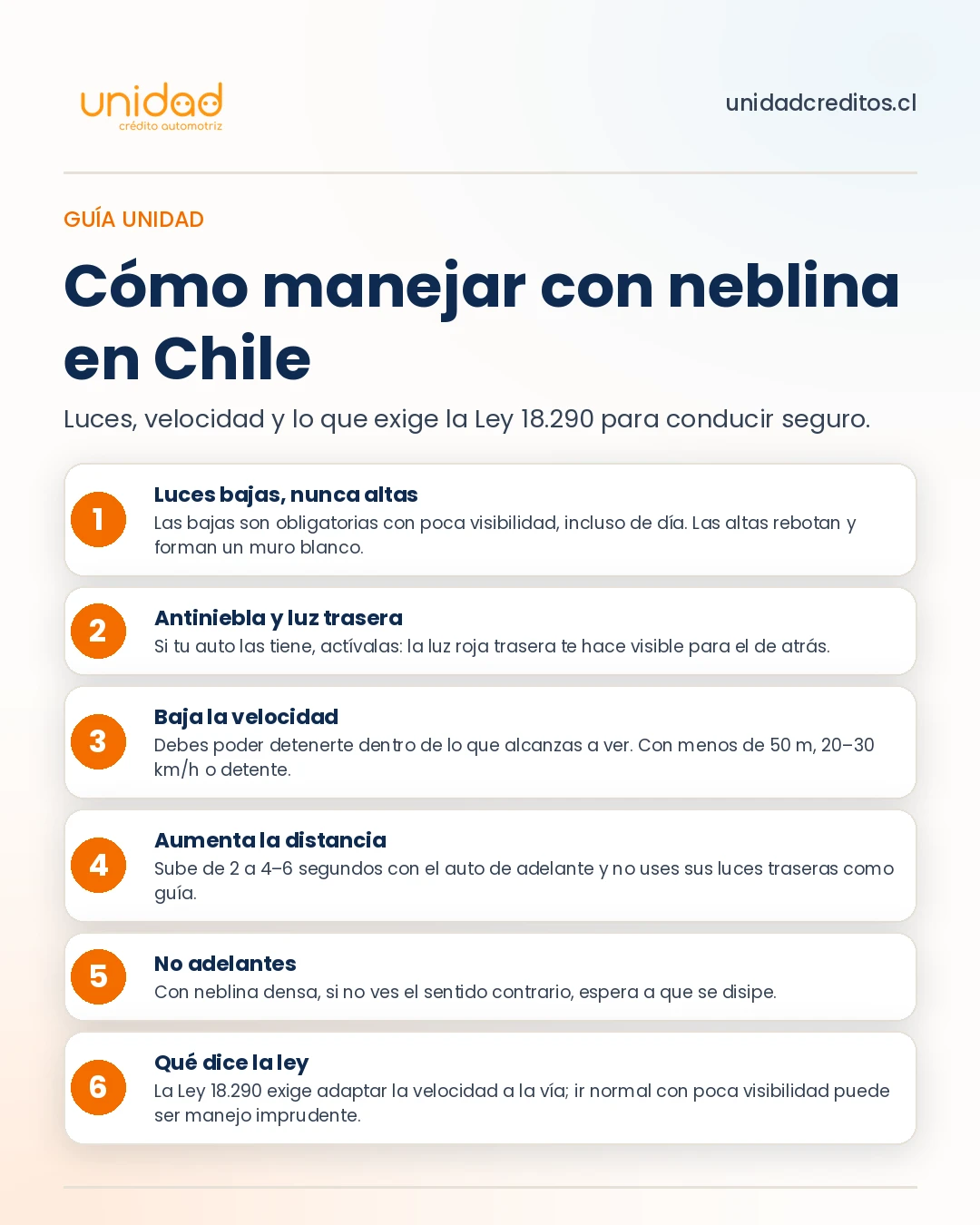 Cómo manejar con neblina en Chile