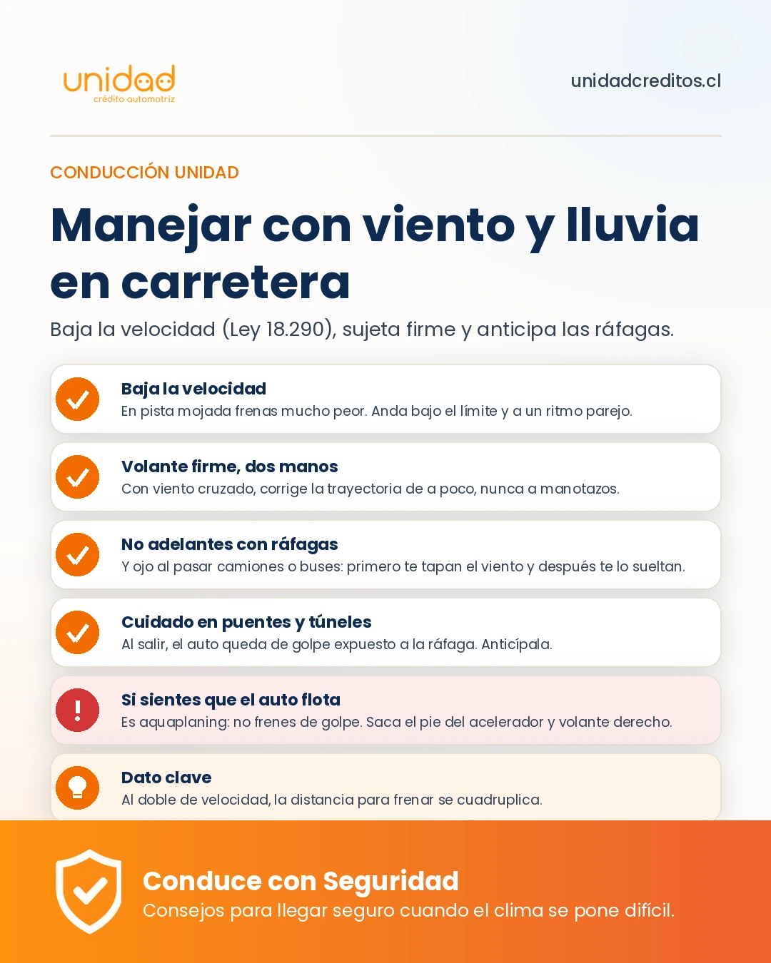 Consejos para manejar con viento y lluvia en carretera