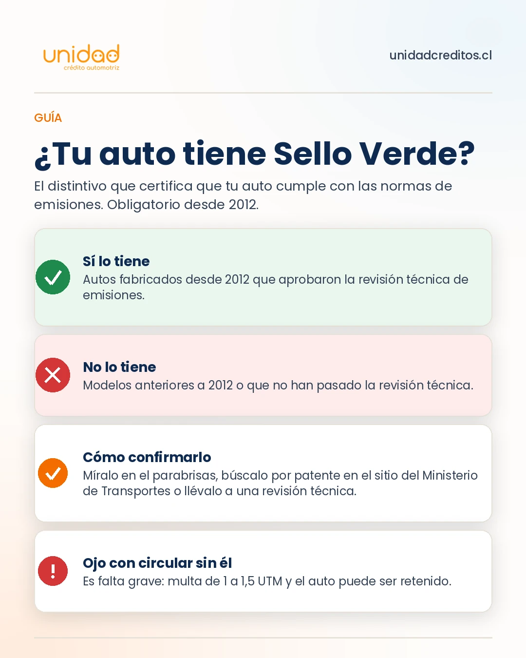 Cómo saber si un auto tiene sello verde en Chile: cuándo lo tiene, cómo confirmarlo y la multa por circular sin él.