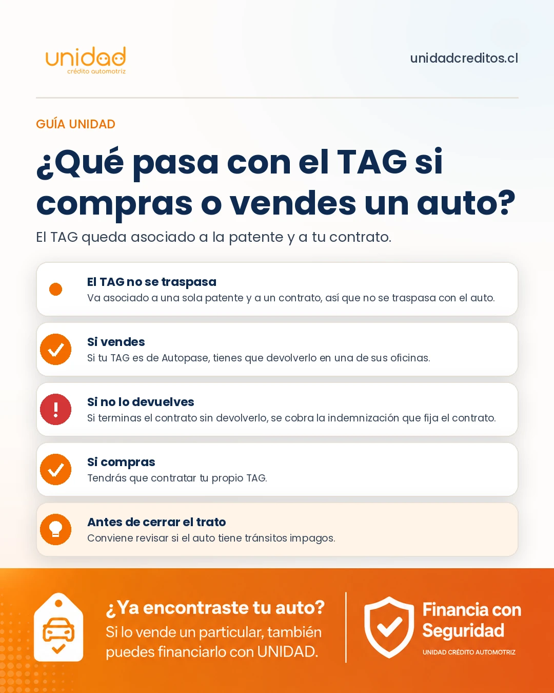Qué pasa con el TAG al comprar o vender un auto usado: no se traspasa, se devuelve al vender y conviene revisar tránsitos impagos