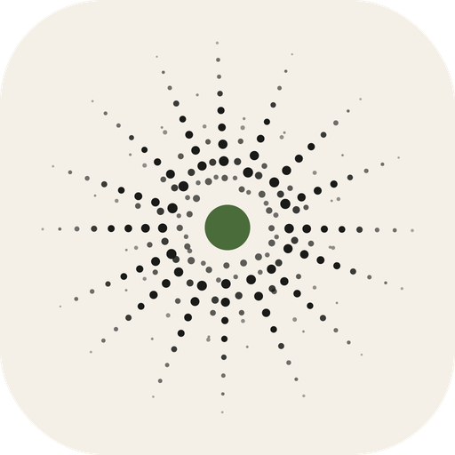 Sporeprint app icon: a spore print rendered as radiating dots around a green centre
