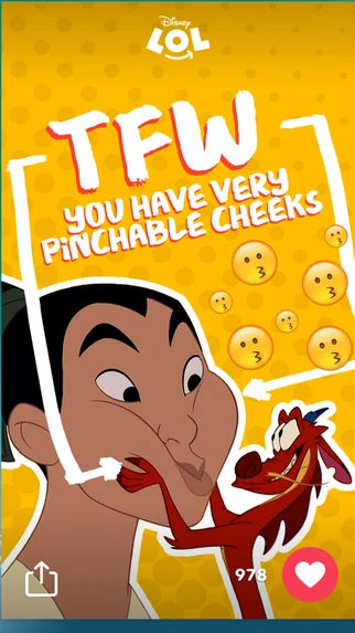 Disney LOL feed card from 2017 with a like count beside the heart