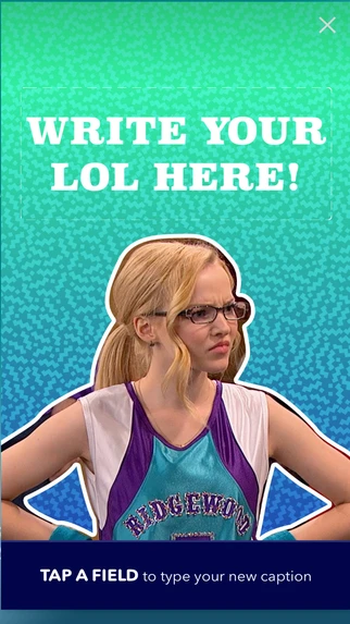 Disney LOL meme maker: Write your LOL here, with a caption field over a still from Liv and Maddie