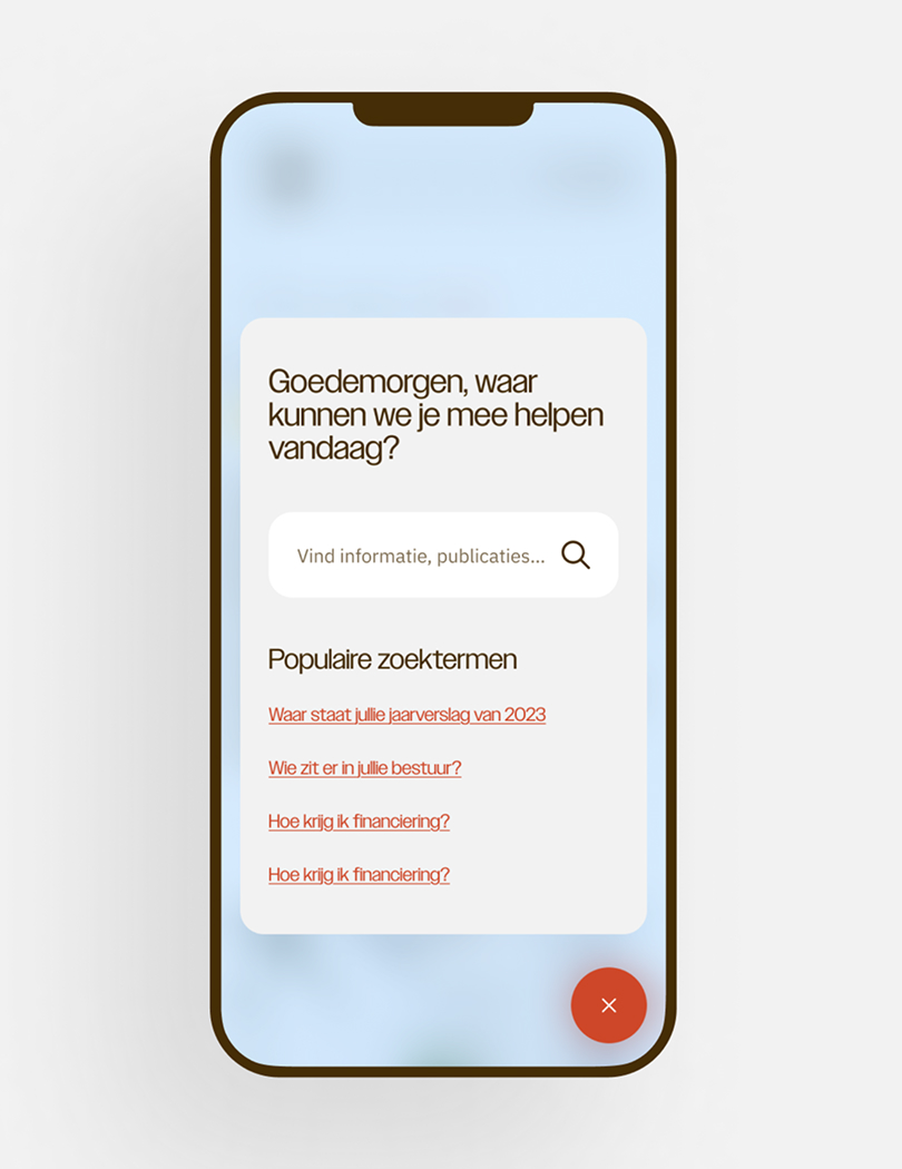 Telefoon met op het scherm de Invest-NL website.