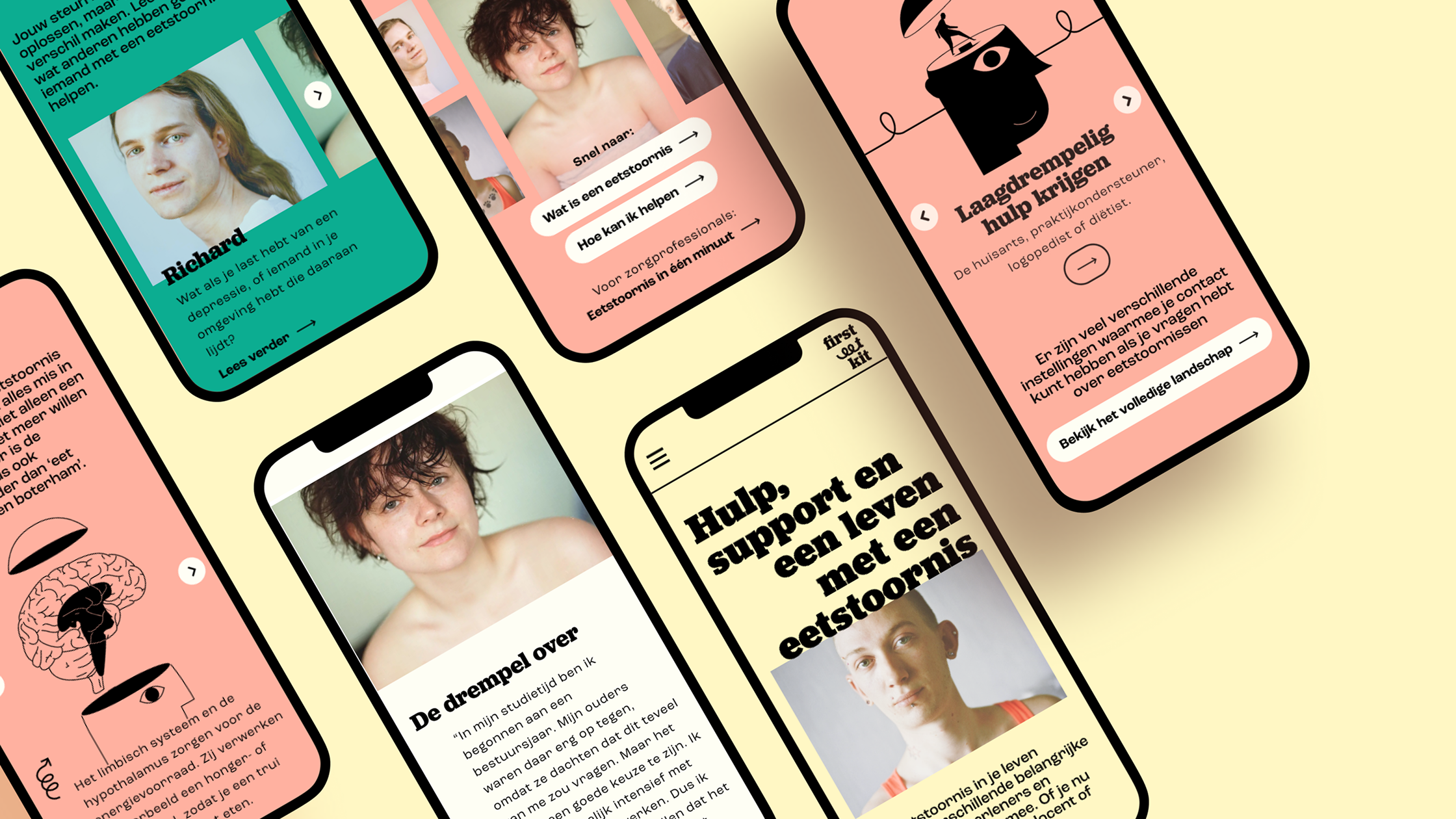 Verschillende telefoons met schermen van de KEET-website