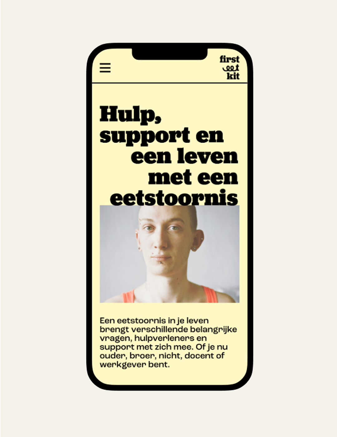 Screenshot op telefoon van website First-EET