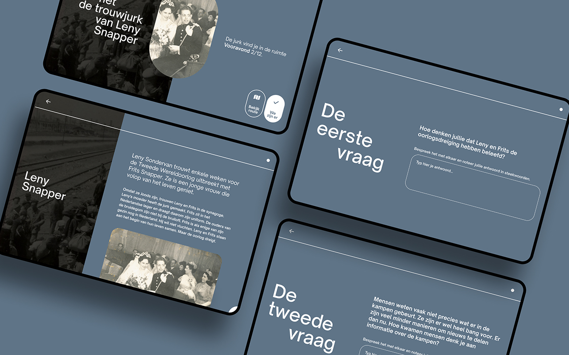 schermen van de app in een tablet