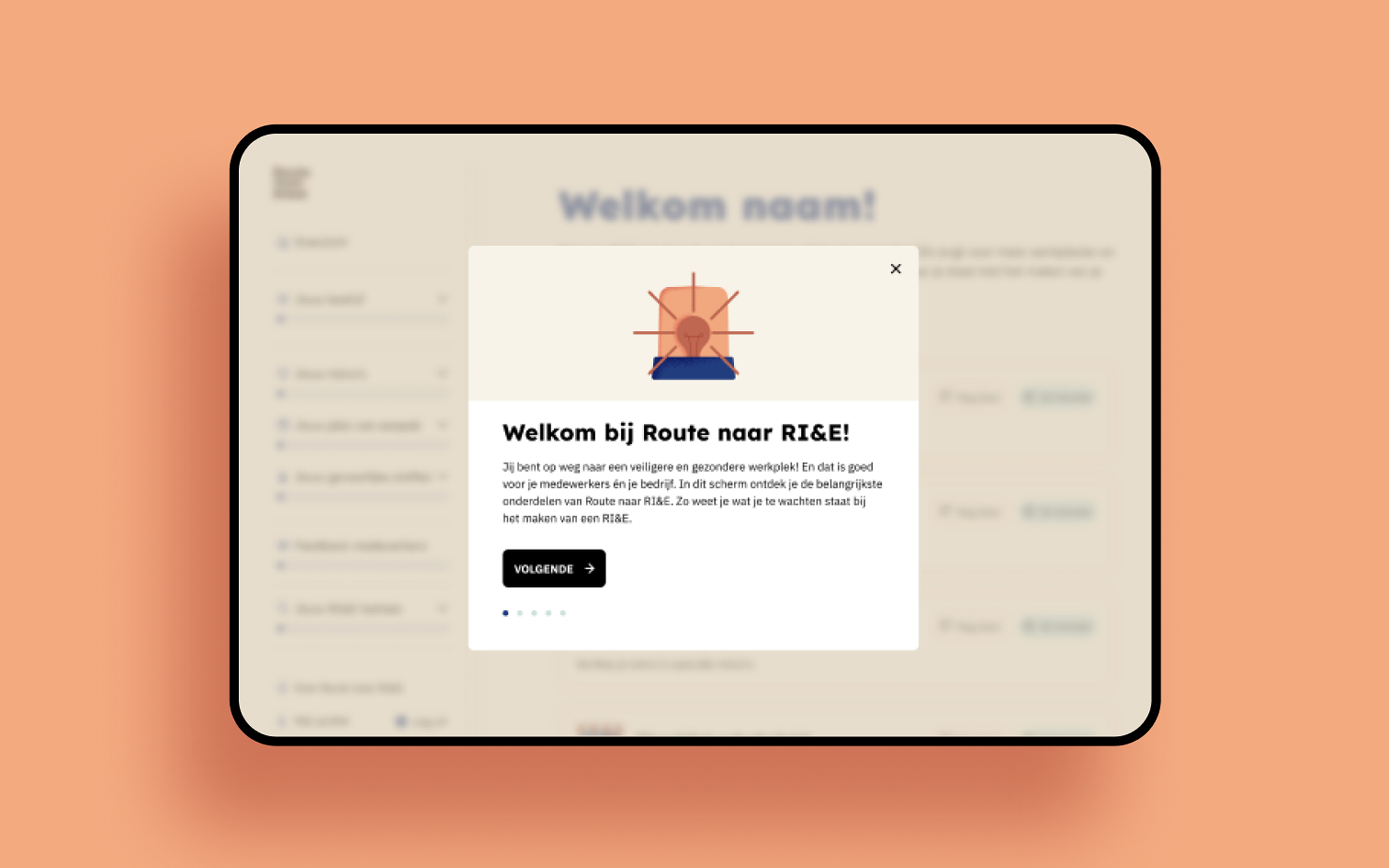 Visualisatie van een pop up melding