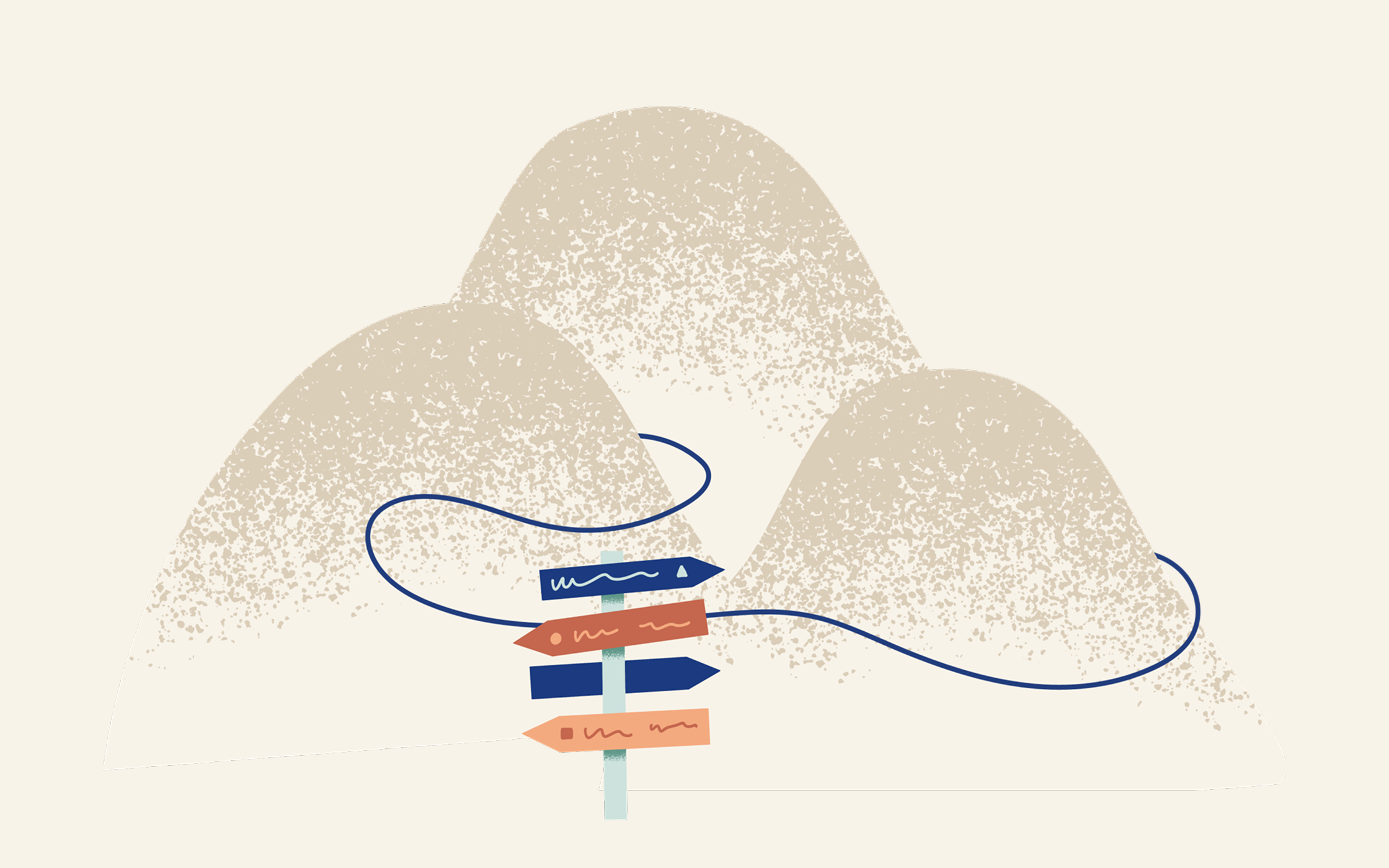illustratie van een berg met een route