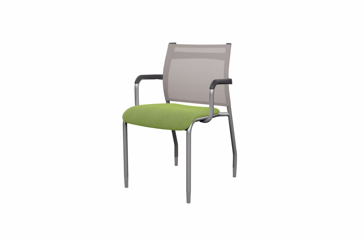 SOI guest chair with mesh back and green fabric
