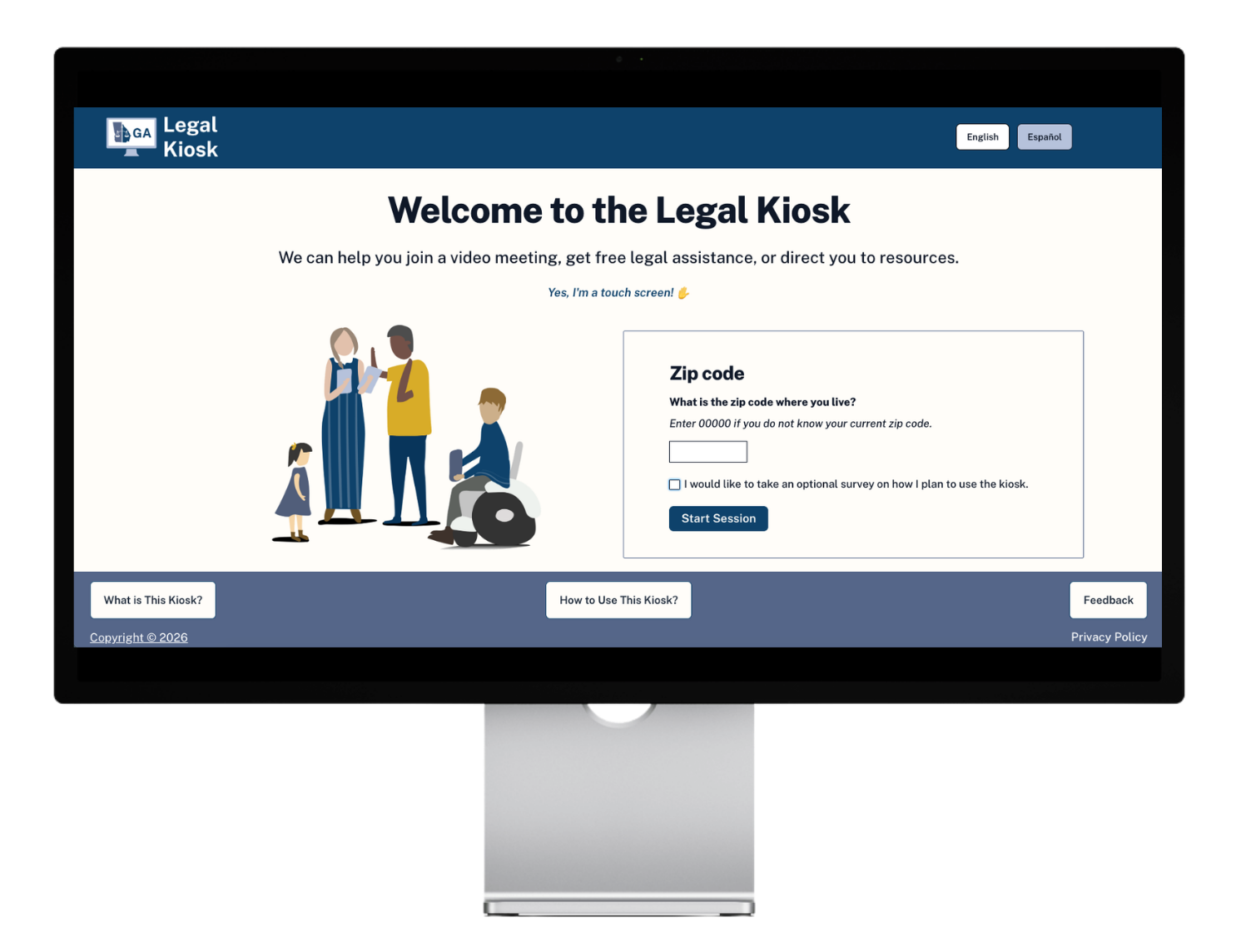 Mockup of Ottawa County Kiosk Landing Page