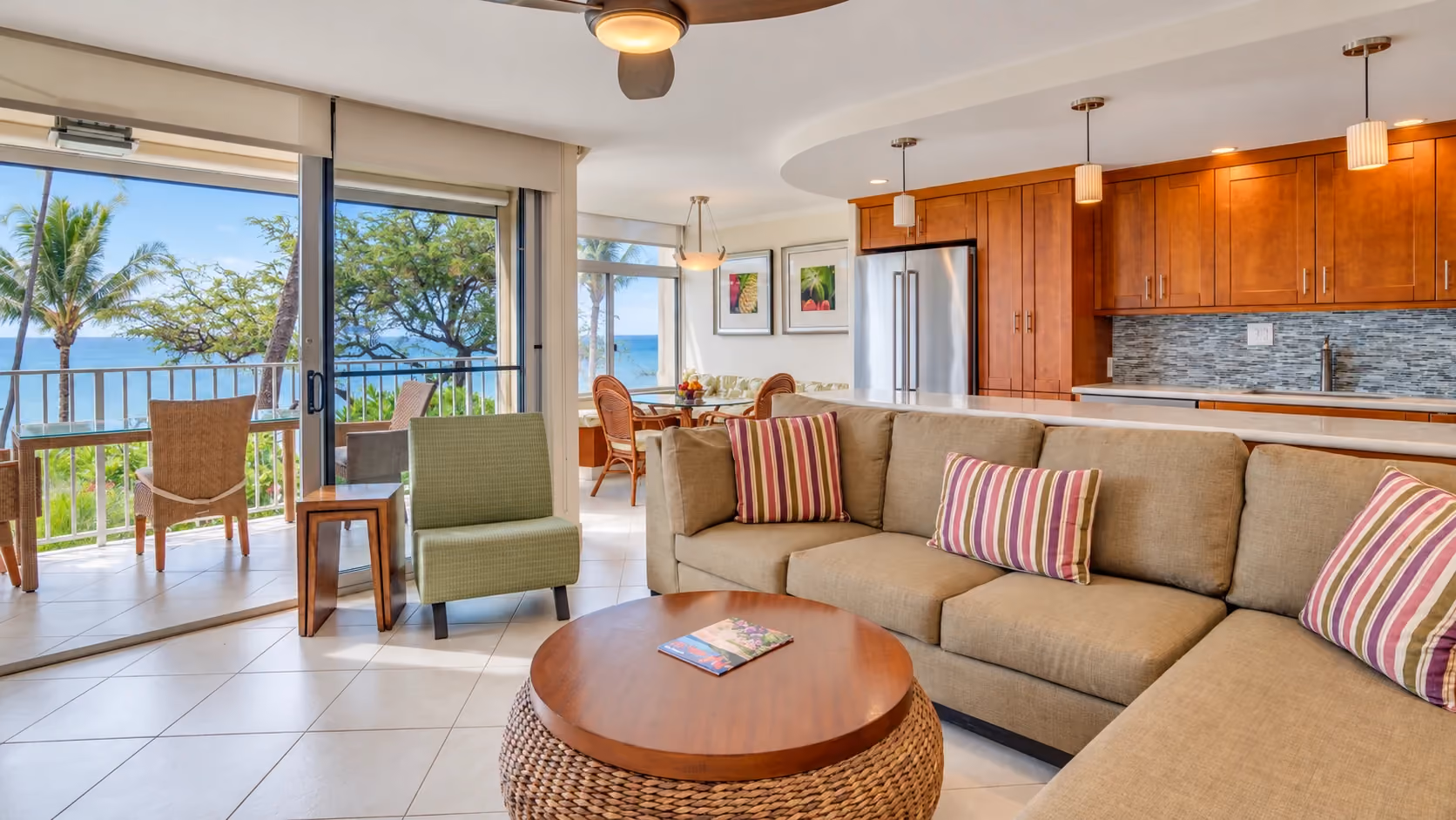 Unit 307 living room at Hale Pau Hana in Kihei.