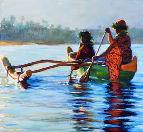 Canoeing Kihei Maui Hawaii Art by Jeanne Bitz Young 