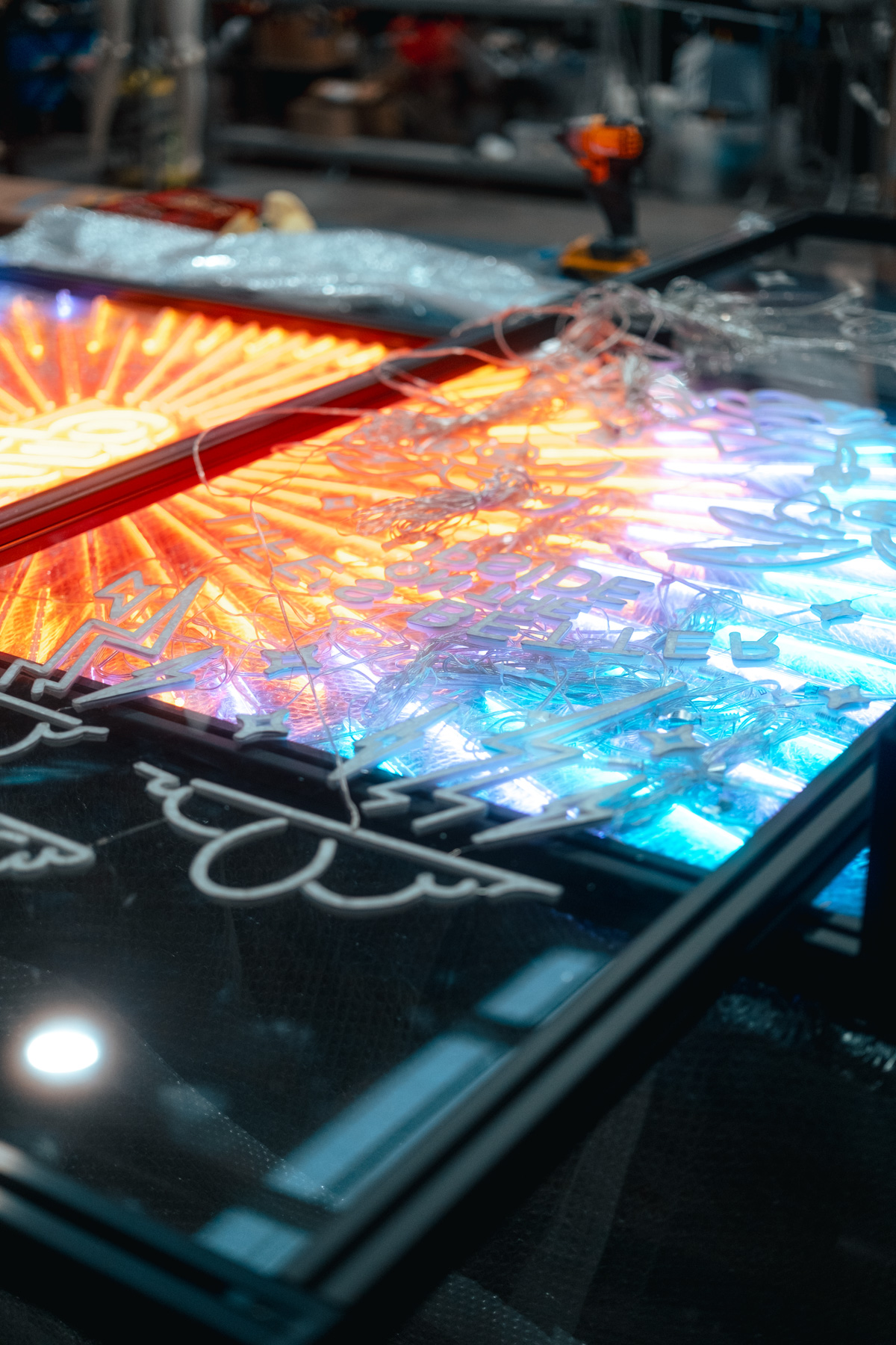 up bank vending machine neon lights