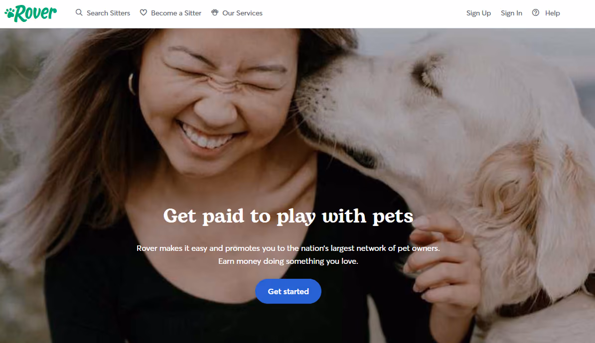 Get paid to pet sit or dog walking on Rover