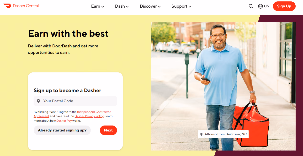 Deliver food on DoorDash