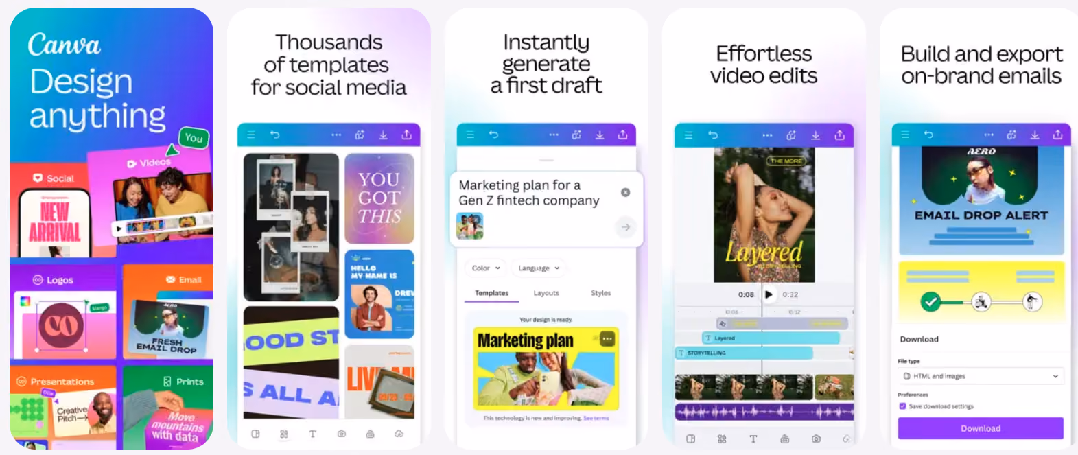 Create designs on the Canva app