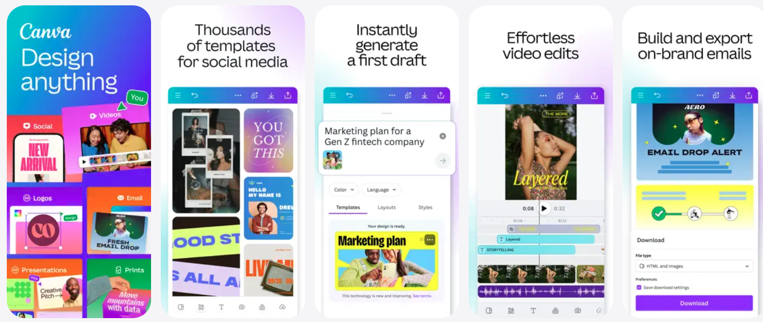 Create designs on the Canva app