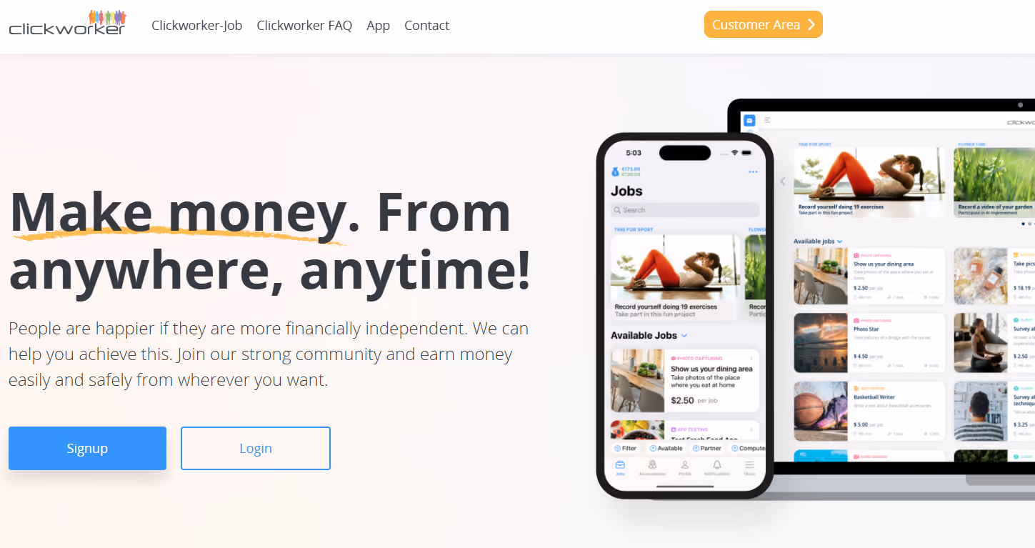 Micro tasking on clickworker