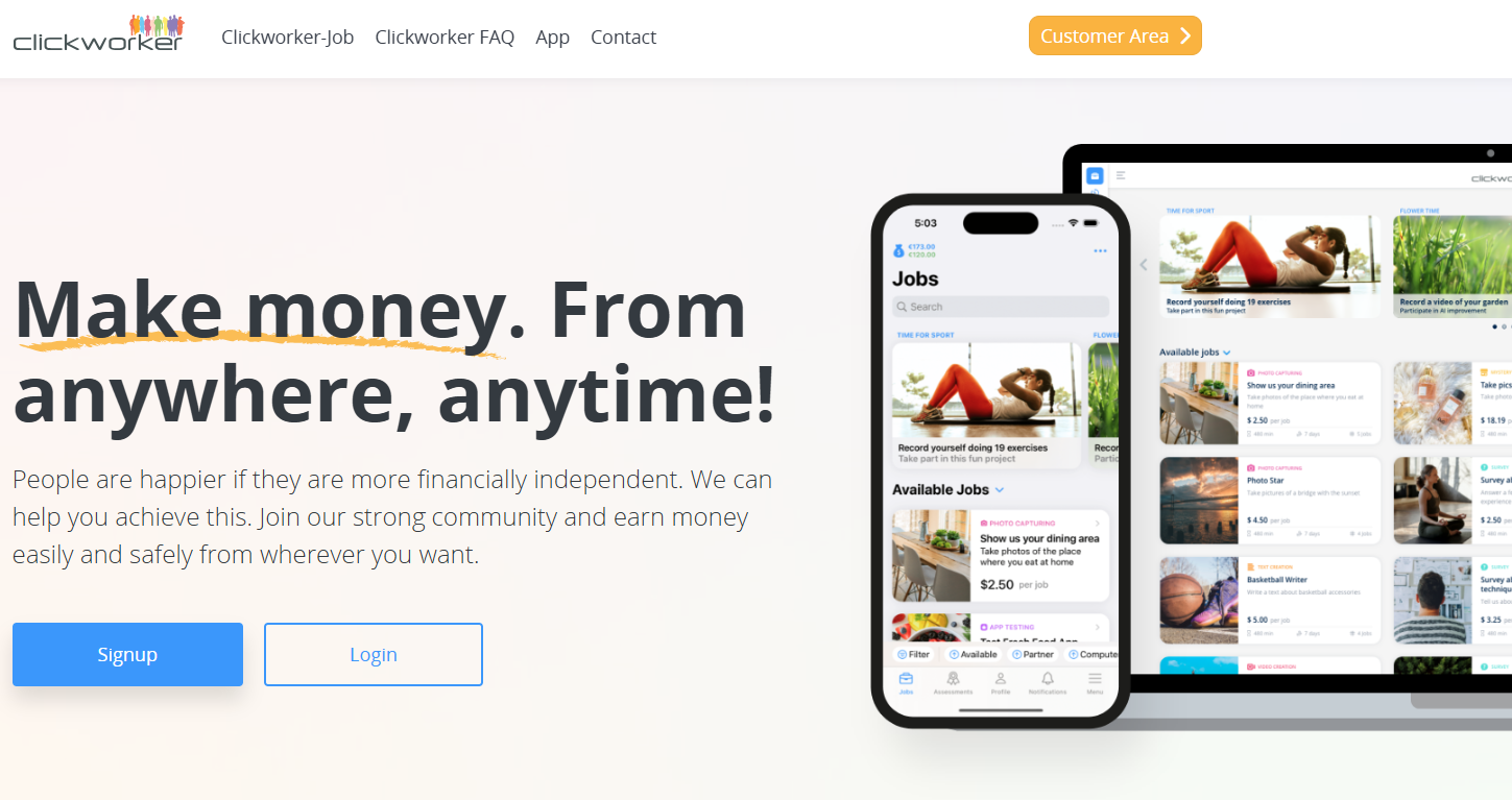 Micro tasking on clickworker