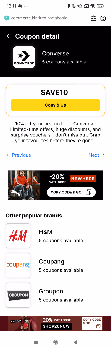 Copy a coupon code