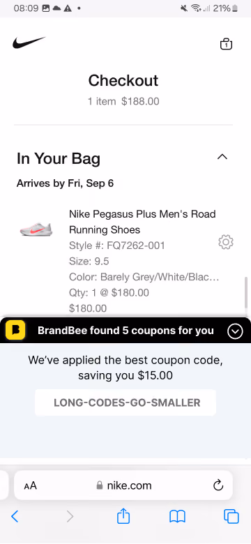 Checkout popup