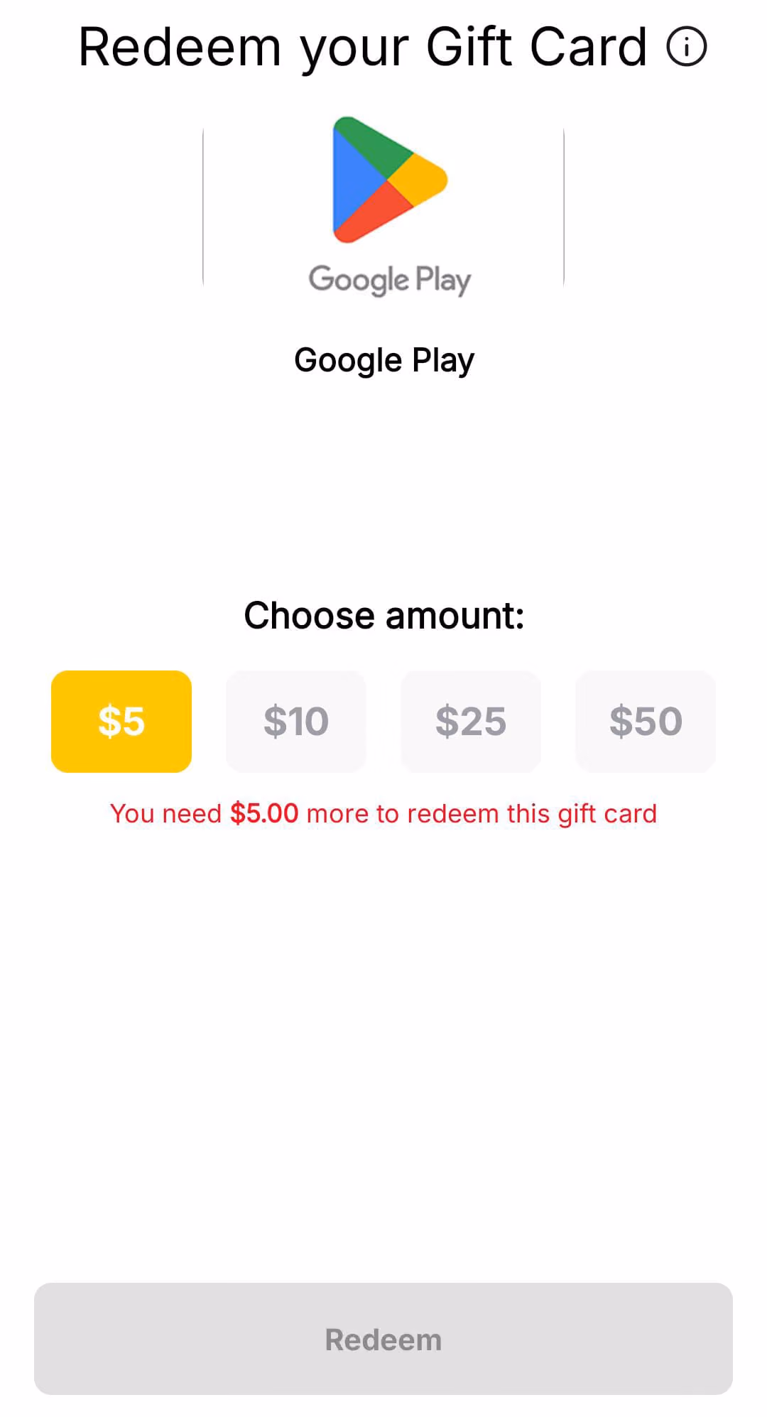 Redeem a Google play gift card