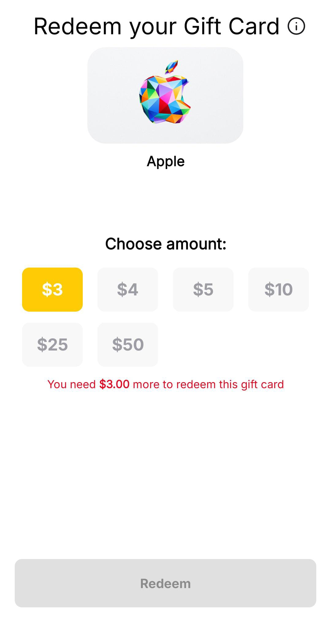 Redeem Apple gift cards