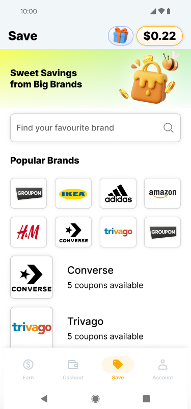 BrandBee Save tab