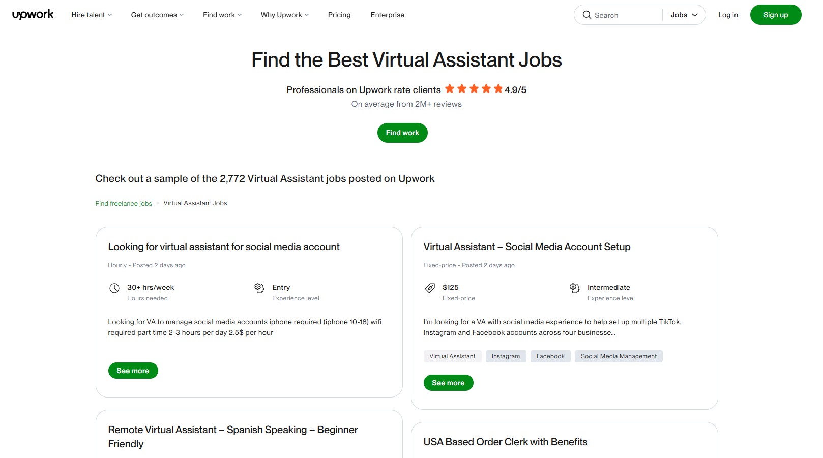 Upwork - Virtual Assistant Jobs