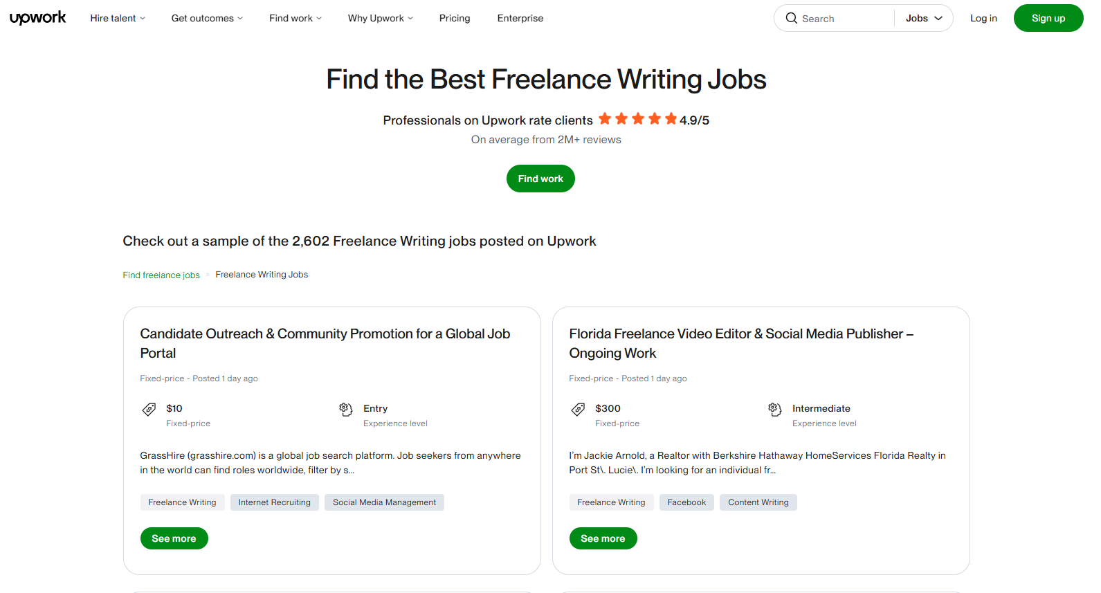 Upwork Freelance Writing Jobs