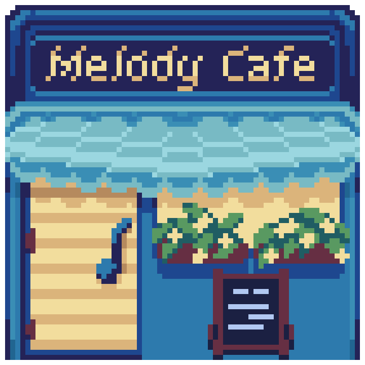 Pixel art image of a cup of a storefront.