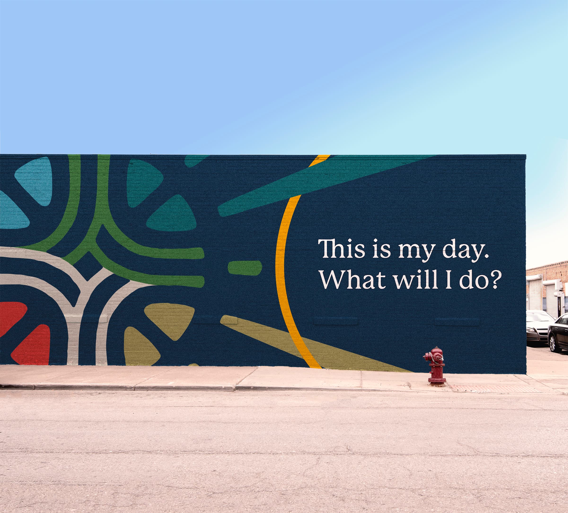 School mural featuring tagline rooted in educational brand messaging