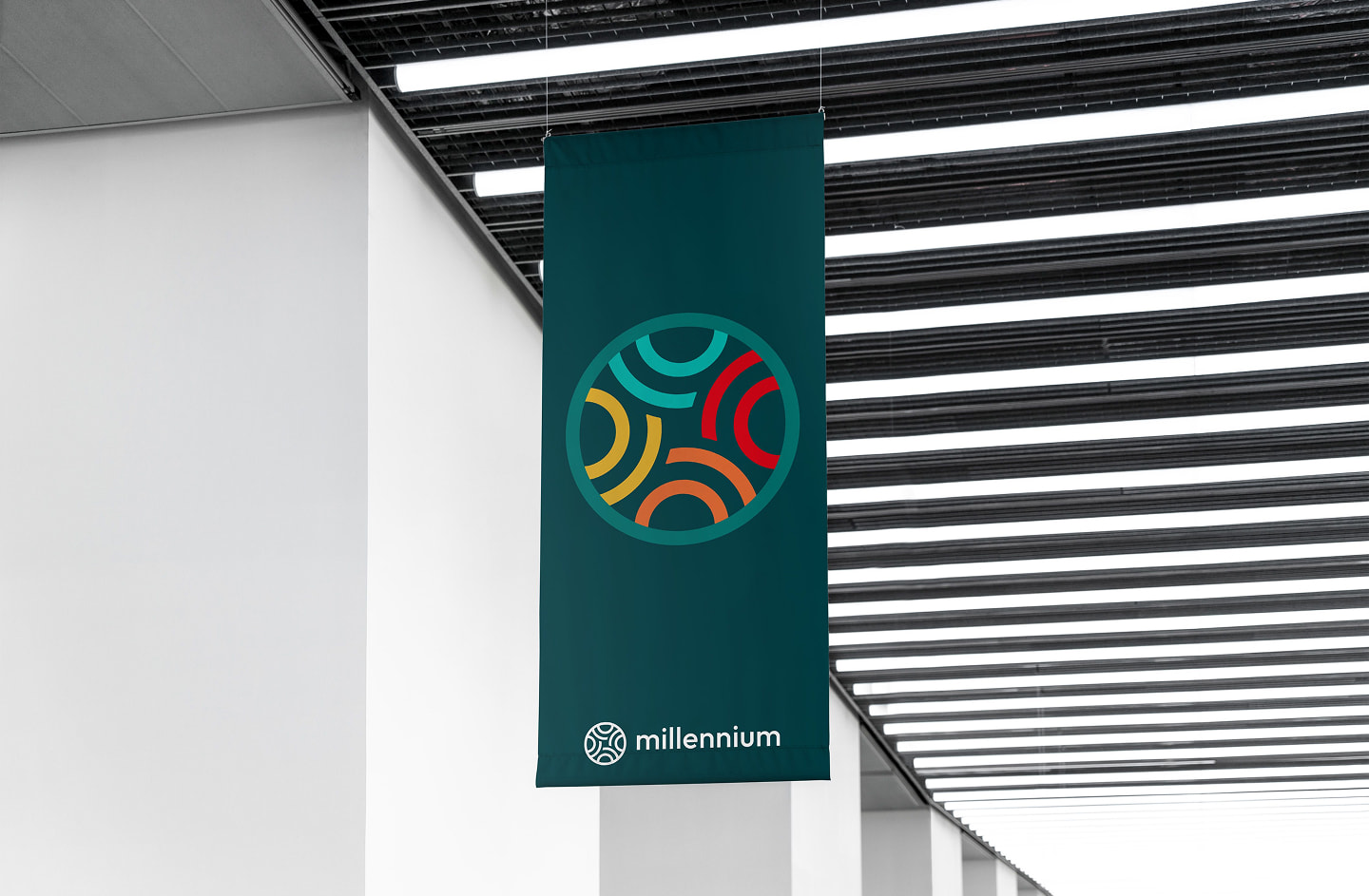 Banner communicating cohesive spatial branding for emotional resonance