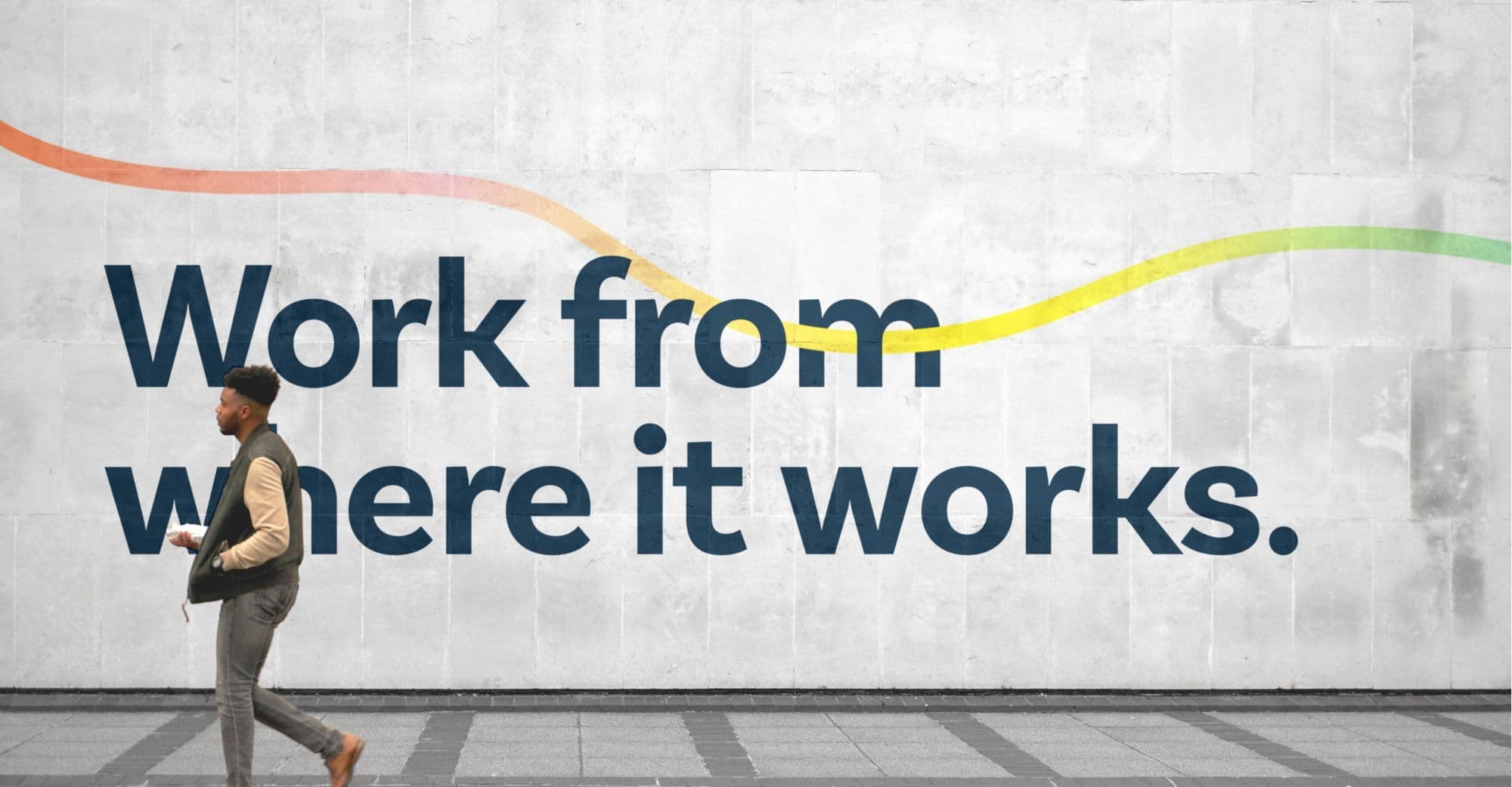 Future-of-work brand messaging visual emphasizing workplace freedom