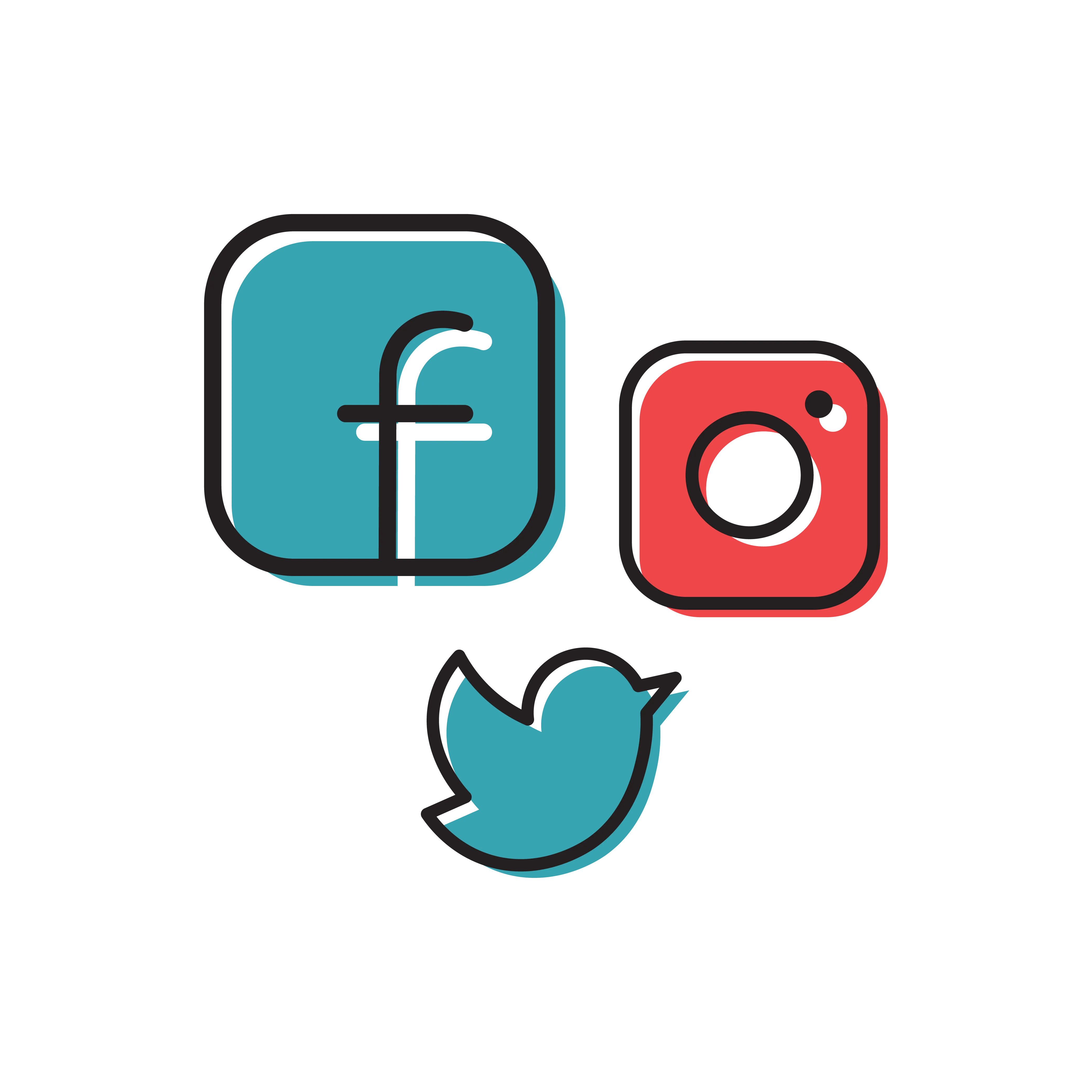social media icons for facebook, instagram and twitter 