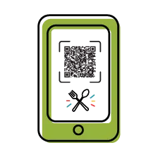 smart phone mock up showing a qr code