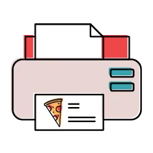printer printing out an online pizza order reciept