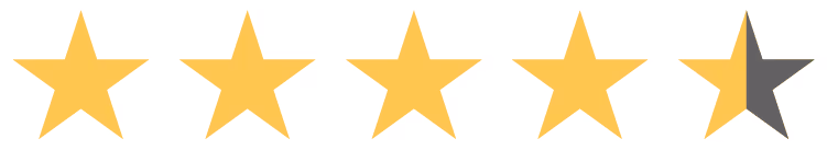 Four and a half yellow stars out of five representing a 4.7 rating.