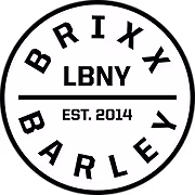 Circular logo with the text 'BRIXX BARLEY' around the edge, 'LBNY' in the center, and 'EST. 2014' below it.
