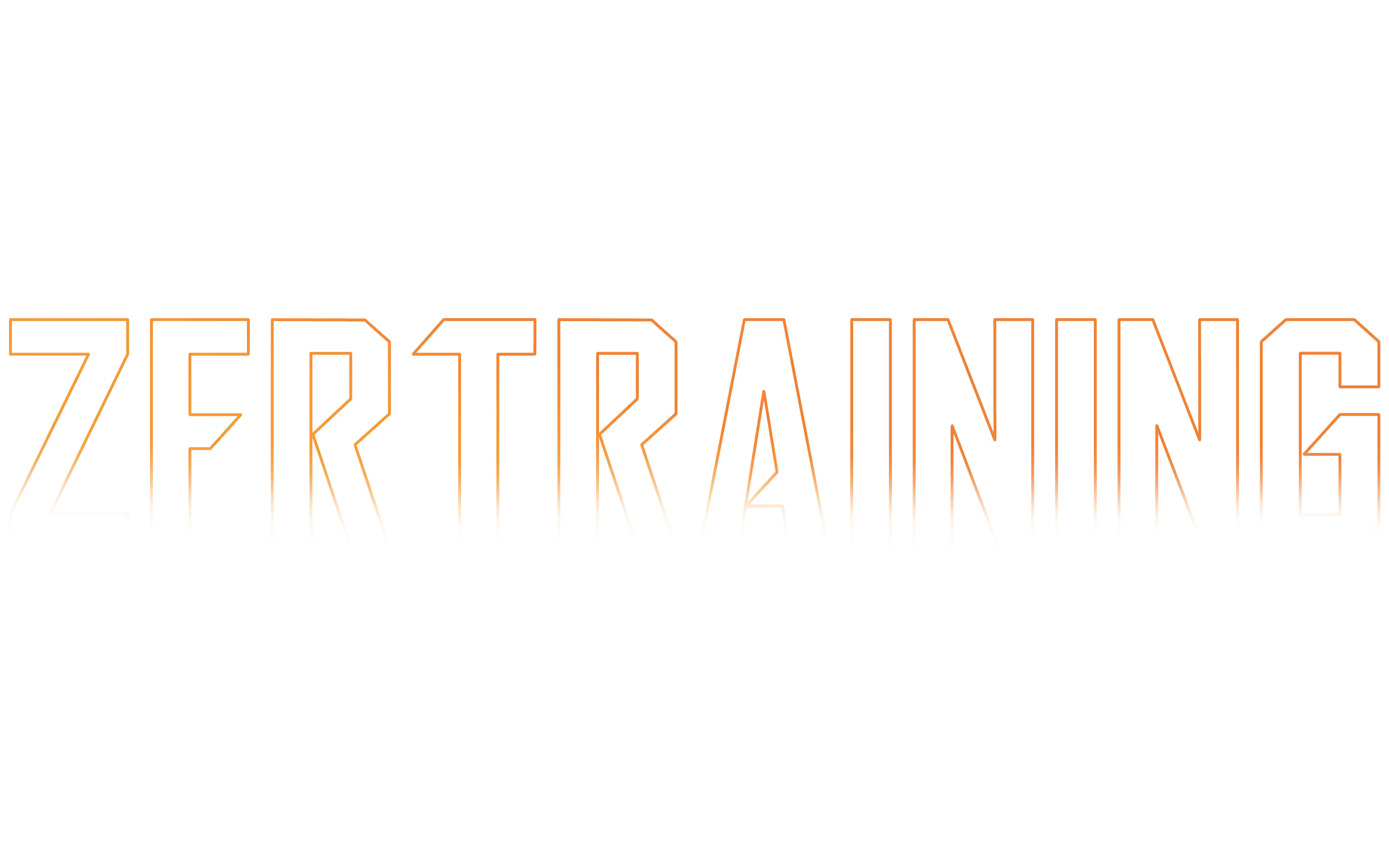 Text logo reading 'ZFR TRAINING' with orange outlines on a black background.