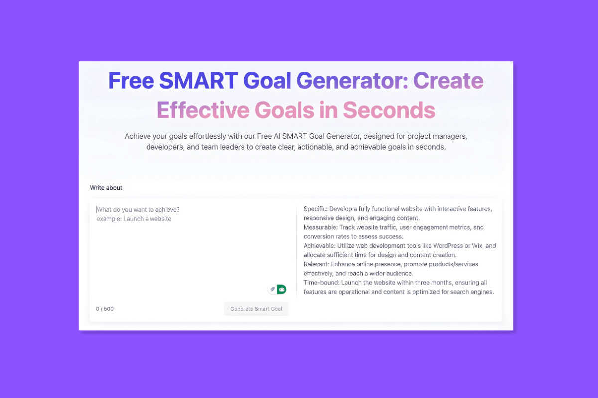 Leiga's SMART Goal Generator