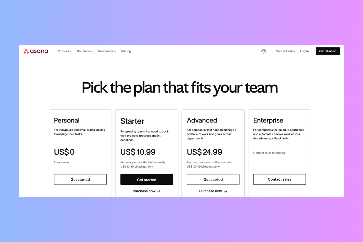 Asana Pricing Plan 2025