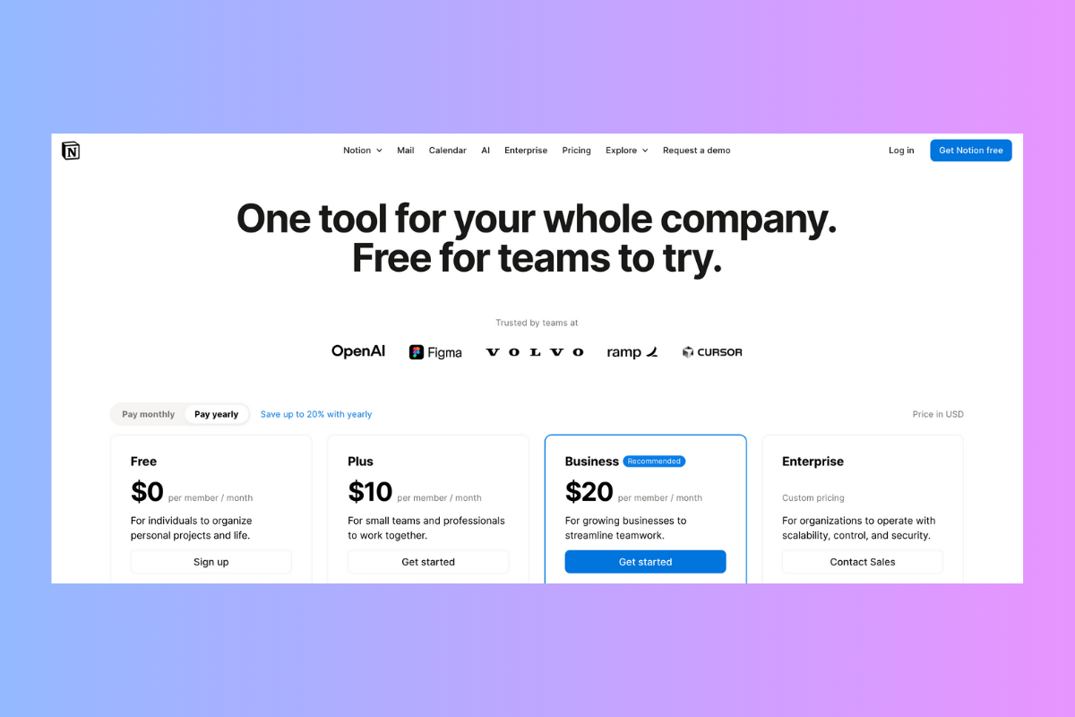 Notion Pricing Plan 2025