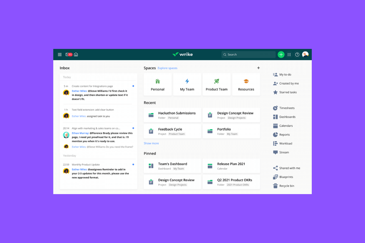 Wrike is great for small teams