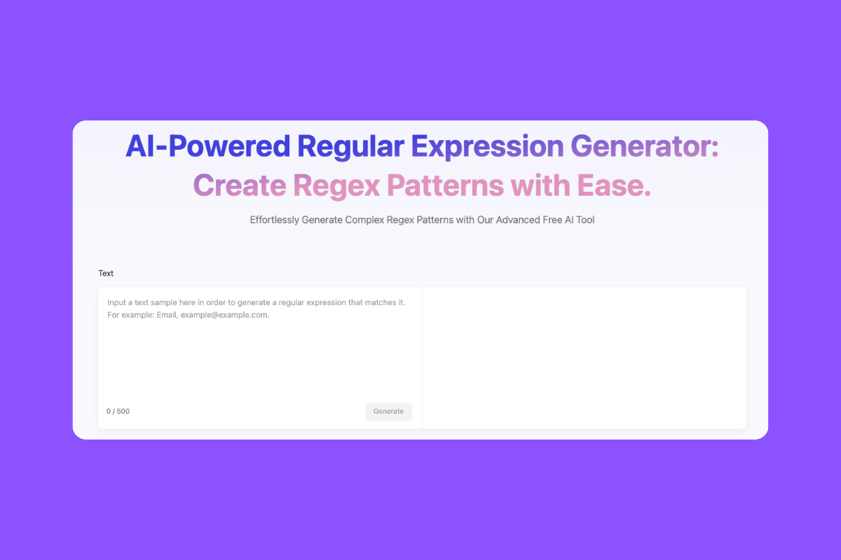 Leiga's AI Regex Generator creates patterns with ease.