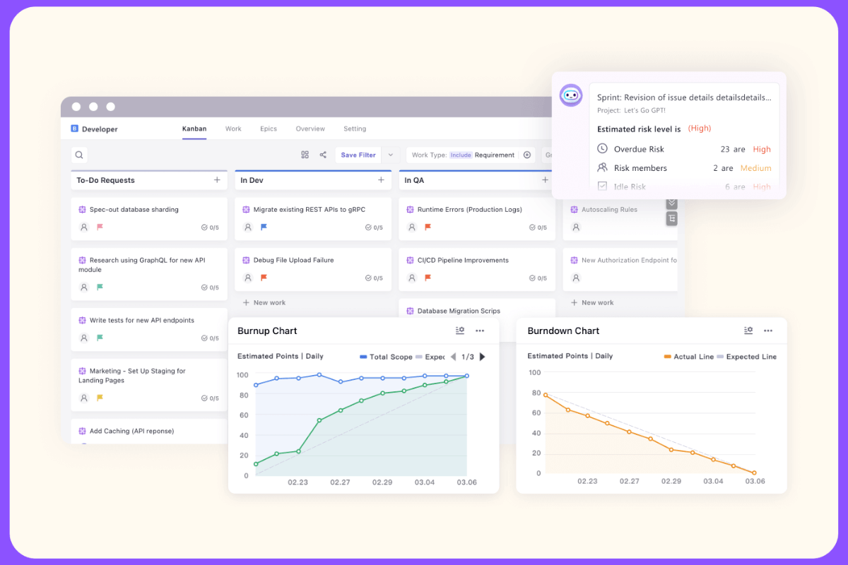 See all tasks, progress, and priorities with a Kanban Board