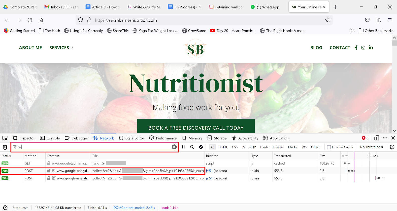 google analytics code in the browser is fox photo